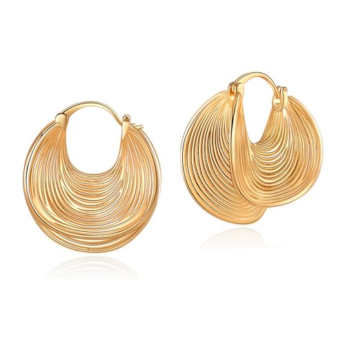 Hanaoops Creolen Ohrringe für Damen - Klobig, Kleine 18K Gold Creolen - Hypoallergen, Klickverschluss - Perfekt für Frauen und Mädchen - Ideal als Geschenk zum Jahrestag, Weihnachten und Geburtstag von Hanaoops