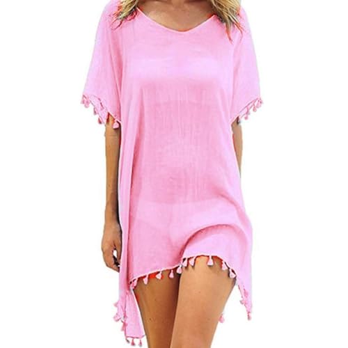 Hanaoops Damen Strandkleid Sommer Strandponcho Bikin Badeanzug Cover Up Strandtunika Strandurlaub Pareos Strandkleider Beachwear mit Quasten von Hanaoops