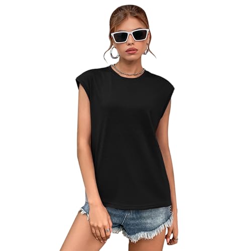 Hanaoops Damen Tank Top Sommer Oberteile mit Flügelärmeln Casual Shirt Lose Blusen Elegant Basic Tops von Hanaoops