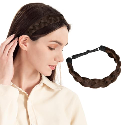 Hanaoops Geflochten Stirnband Damen Haarband 3 Stränge Geflochtenes Synthetisches Haar Verstellbarer Geflochtener Haarreif Vintage Elastisches Braids Wide Plaited Haarreifen Damen Beauty Accessoires von Hanaoops