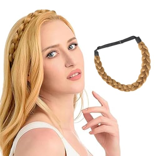 Hanaoops Geflochten Stirnband Damen Haarband 3 Stränge Geflochtenes Synthetisches Haar Verstellbarer Geflochtener Haarreif Vintage Elastisches Braids Wide Plaited Haarreifen Damen Beauty Accessoires von Hanaoops