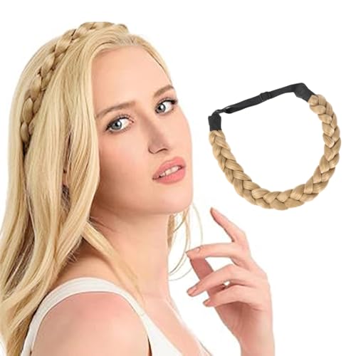 Hanaoops Geflochten Stirnband Damen Haarband 3 Stränge Geflochtenes Synthetisches Haar Verstellbarer Geflochtener Haarreif Vintage Elastisches Braids Wide Plaited Haarreifen Damen Beauty Accessoires von Hanaoops