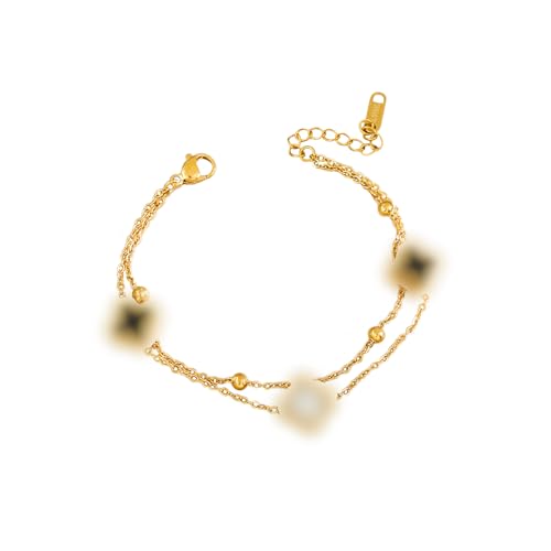 Hanaoops Glücksblatt-Armband Vierblättriges Kleeblatt für Damen - Größenverstellbares Titanstahl-Armband, Glückssymbol Jewelry, Glücksschmuck für Frauen und Mädchen (Gold) von Hanaoops