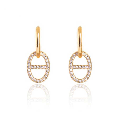 Hanaoops Ohrringe Hängend für Damen Hypoallergene Geometrische Numerisch Hängend Ohrringe Gold Silber Oval Anhänger Ohrringe Modeschmuck Ohrhänger für Frauen und Mädchen Geschenke (Gold) von Hanaoops