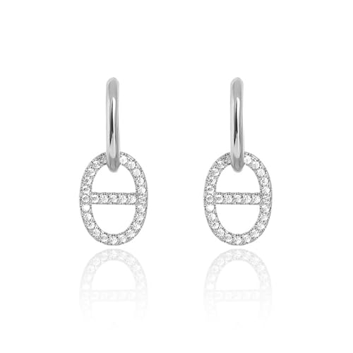 Hanaoops Ohrringe Hängend für Damen Hypoallergene Geometrische Numerisch Hängend Ohrringe Gold Silber Oval Anhänger Ohrringe Modeschmuck Ohrhänger für Frauen und Mädchen Geschenke (Silber) von Hanaoops