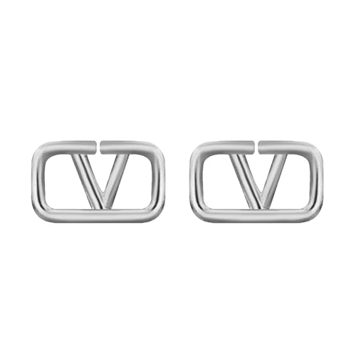 Hanaoops Ohrringe für Damen - 925 Vergoldet Geometrischer Buchstabe V Ohrringe Hypoallergen Quadrate Ohrstecker - Modeschmuck Geschenke (White) von Hanaoops