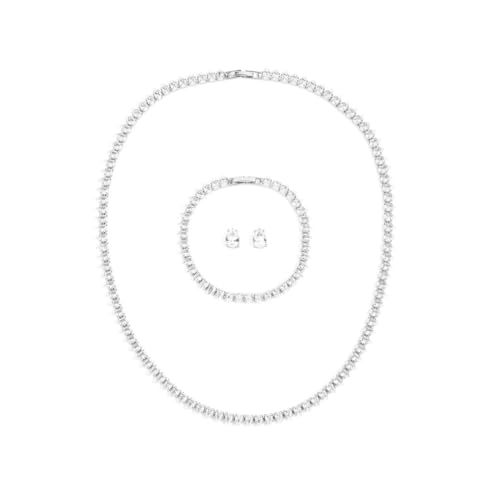 Hanaoops Schmuck Set Damen 3 Stück Kristall Strass Halskette Armband Ohrstecker Sets Vintage Statement Zirkonia Schmucksets für Frau Hochzeit Verlobung Braut Brautjungfer Prom Schmuck (BJ) von Hanaoops