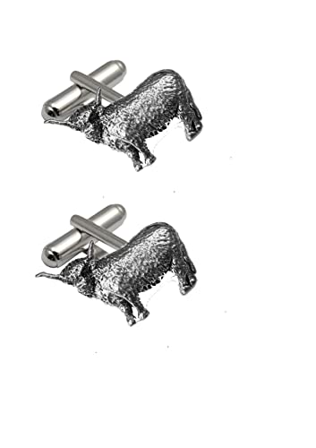 CreatedByJake PPG58 Manschettenknöpfe, Motiv Highland-Kuh aus feinem englischen Zinn, handgefertigt in Sheffield von Hand Creations