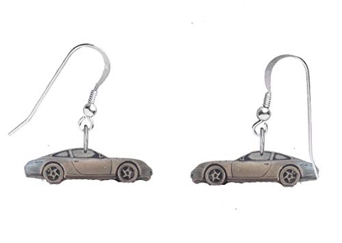 Klassischer deutscher Sportwagen 911 (Typ 996) ref195 auf Haken Ohrringe Sterling Silber 925 gestempelt von Hand Creations
