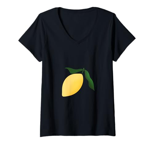 Damen Schicke Zitronenfrucht für den Sommer, minimalistische Sommerfrucht T-Shirt mit V-Ausschnitt Damen Schicke Zitronenfrucht für den Sommer, minimalistische Sommerfrucht T-Shirt mit V-Ausschnitt von Hand Drawn Digital Art