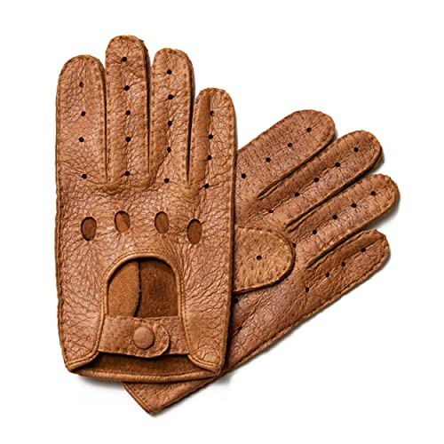 Hand Gewand by Weikert Exklusive Auto Lederhandschuhe aus PECCARY-LEDER, Autohandschuhe mit Finger, handgenäht, Autofahrerhandschuhe Herren(9,5, Cork) von Hand Gewand by Weikert
