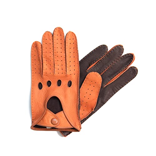 Hand Gewand by Weikert Hirschleder Auto-Handschuhe Damen, handgenäht, Touchscreen, ungefüttert, zweifarbig, Autofahrer Lederhandschuhe, Motorrad, Damen Autohandschuhe von Hand Gewand by Weikert