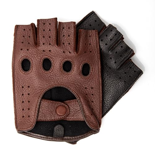 Hand Gewand by Weikert Hirschleder Herren Auto-Handschuhe, handgenäht, fingerlose Autofahrerhandschuhe, ungefüttert, zweifarbig, halbfinger, Lederhandschuhe, Motorrad Hand Gewand by Weikert Hirschleder Herren Auto-Handschuhe, handgenäht, fingerlose Autofahrerhandschuhe, ungefüttert, zweifarbig, halbfinger, Lederhandschuhe, Motorrad von Hand Gewand by Weikert