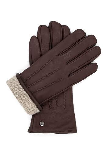 Hand Gewand by Weikert JESS- Elegante Ziegennappa Lederhandschuhe mit warmer Kaschmir-Wolle Fütterung; Mit Mobiltelefon nutzbar Eleganter und warmer Damen-Handschuhe aus weichem Leder braun Gr. 7,5 von Hand Gewand by Weikert
