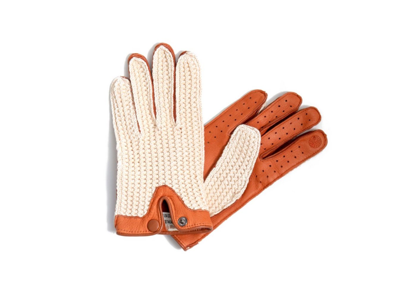 Hand Gewand by Weikert Lederhandschuhe Auto-Handschuhe aus Hirschleder mit Häkeloberteil aus Baumwolle, handgenäht, Touchscreen, ungefüttert, Autofahrer Lederhandschuhe Damen, Motorrad, Fahrrad, Herren von Hand Gewand by Weikert