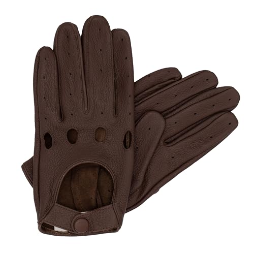 Hand Gewand by Weikert PETE - Premium Herren Autofahrerhandschuhe aus Ziegenleder mit Touchscreenfunktion, Fahrerhandschuhe Oldtimer, Motorrad, Auto-Lederhandschuhe, Driver gloves von Hand Gewand by Weikert