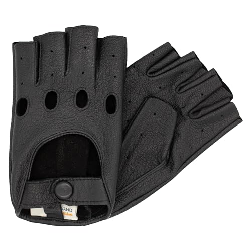 Hand Gewand by Weikert SUNNY - Hochwertige Damen Autofahrerhandschuhe aus Ziegen- Nappaleder, fingerlose Fahrerhandschuhe; Motorrad; Oldtimer; halb-finger Auto-Handschuhe Leder von Hand Gewand by Weikert