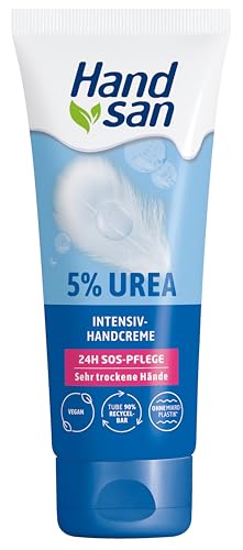 Handsan Urea Intensiv Handcreme | mit 5% Urea | Feuchtigkeitsspendend & schnell einziehend | für sehr trockene und strapazierte Hände | 90ml von Hand san