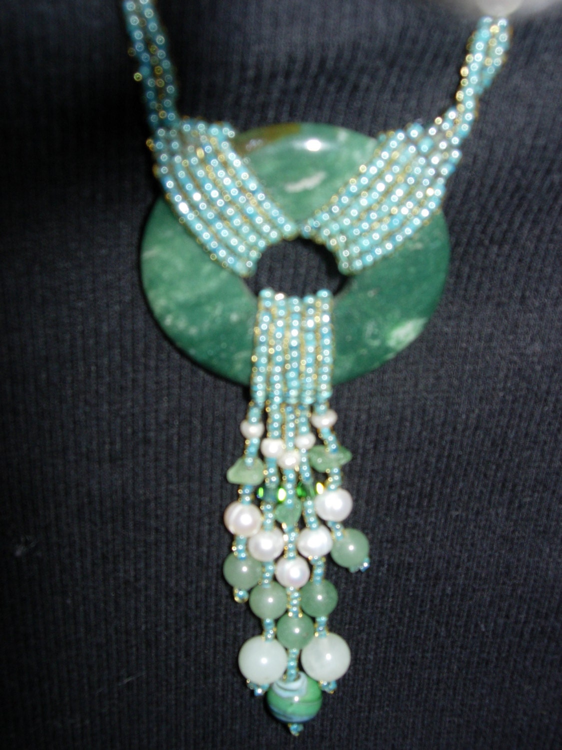 Original Hand Perlen Halskette Gefertigt Aus Jade, Und Anderen Halb Kostbaren Edelsteinen Original Hand Perlen Halskette Gefertigt Aus Jade, Und Anderen Halb Kostbaren Edelsteinen von HandBeadedOriginals