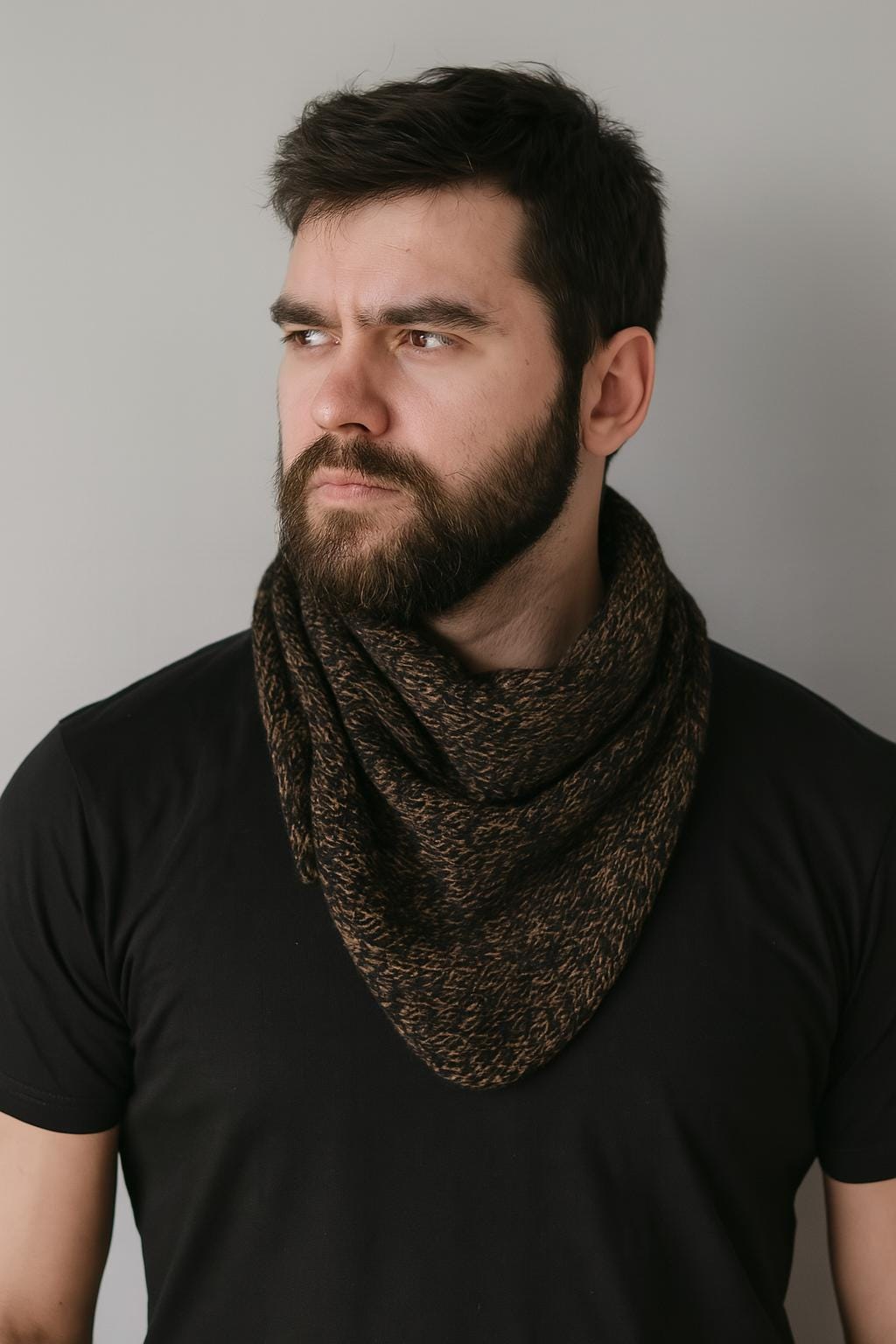 Handgestricktes Dreieckstuch Aus Merinowolle Braun Meliert Gestricktes Halstuch von HandCraftedShawl