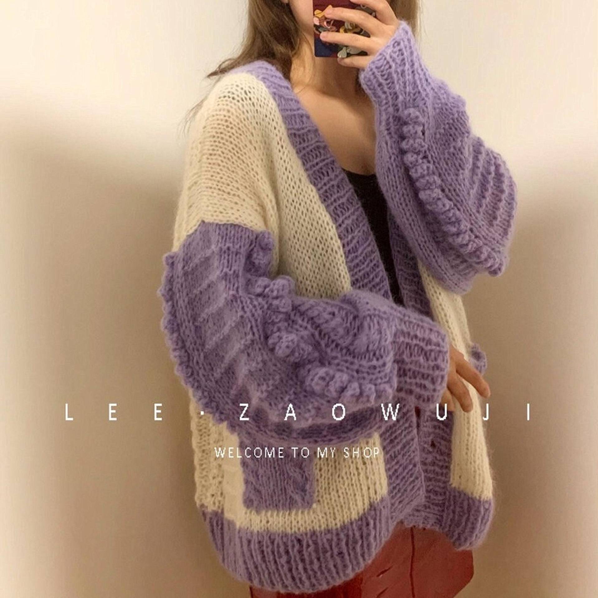 Handgestrickter Grobstrick Mohair Pullover Mantel Mit Taschen Handgestrickter Grobstrick Mohair Pullover Mantel Mit Taschen von HandKnittingSweater