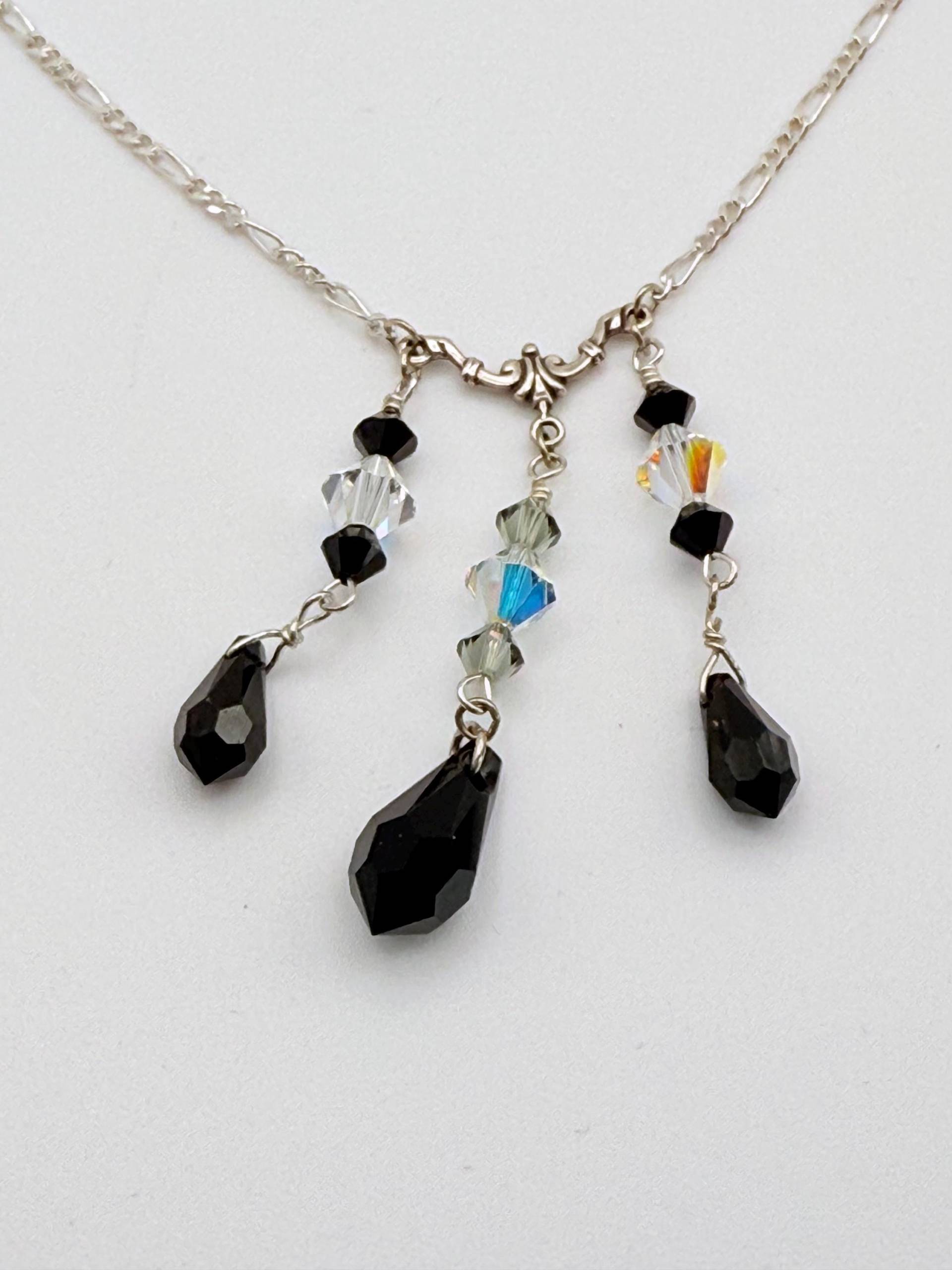 Swarovski Jet & Black Diamond Sterling Silber Halskette Und Ohrringe von HandMadeBySunshine
