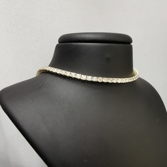 7, 05 Ct 14K Gelbgold D Vvs2 Diamant-Halskette Im Rundschliff, Zertifiziert Für Ihn Zu Ihrem Jahrestag, Schönes Geschenk von HandMadeJewelerz