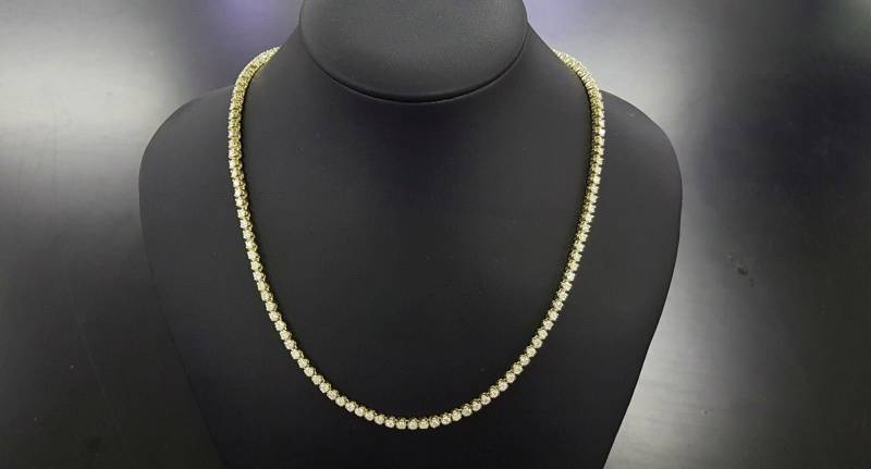 Echte Diamant Eternity Tennis Halskette 6.00Ct 14K Gelbgold D Vvs2 Natürlich 43 cm Für Sie Ihn Zertifiziert Bewertet Rundschliff von HandMadeJewelerz