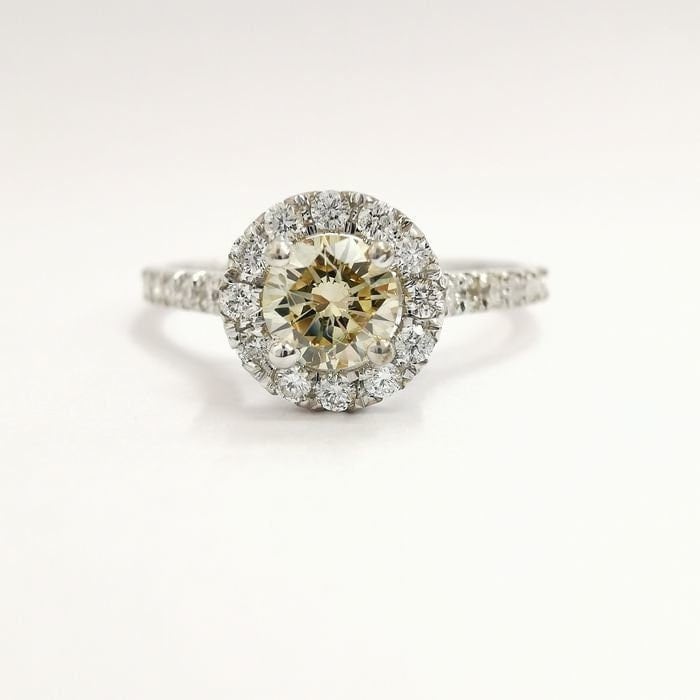 Vintage Cathedral Fancy Gelber Halo-Diamant Mit 0, 72 Ct Luxus-Brautring von HandMadeJewelerz