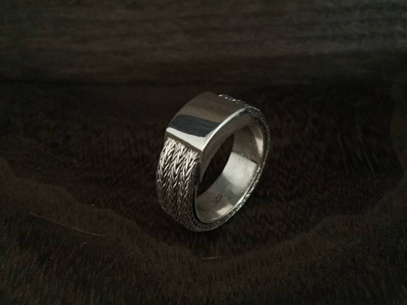 Dreifach Geflochtener Bali Ring Größe 9 - 925 Sterling Silber Dicker Schwerer Herren Silberring von HandandMindSilver