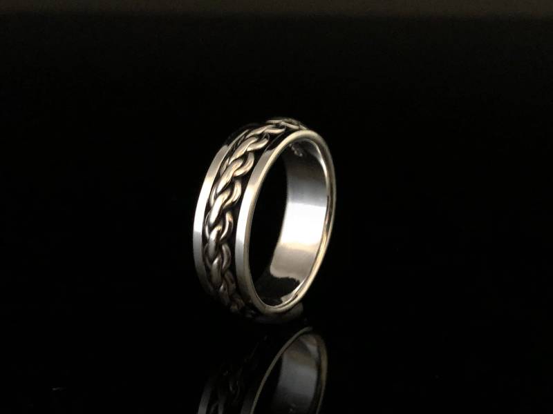 Rope Design Sterling Silber Spinner Ring von HandandMindSilver