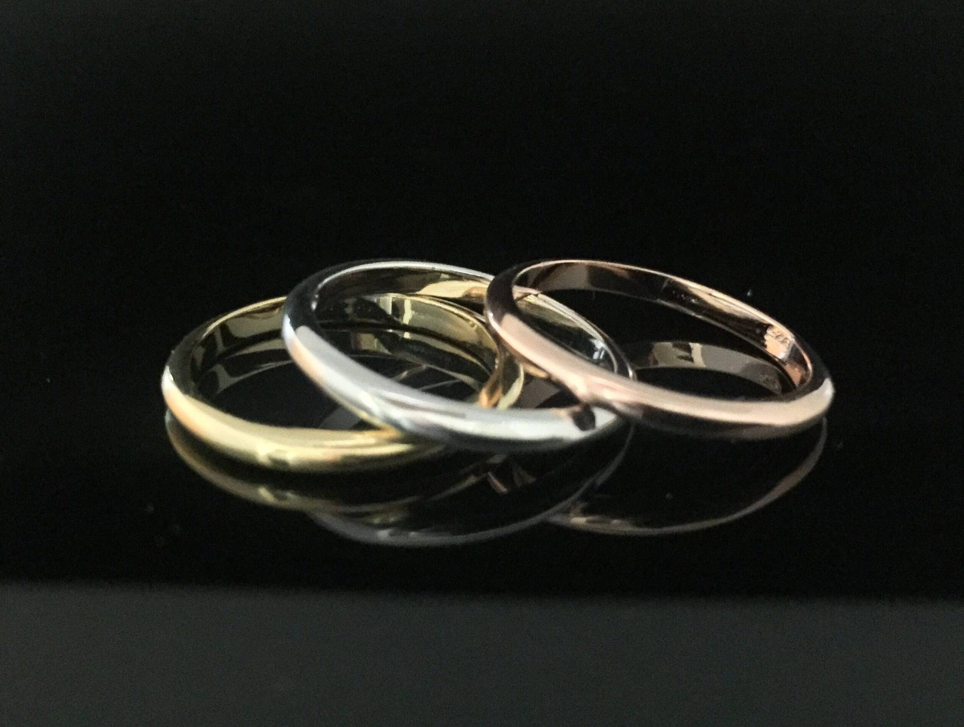 Set Von 3 Gold Silber Und Rosegold Stapelringen // 925 Sterling von HandandMindSilver