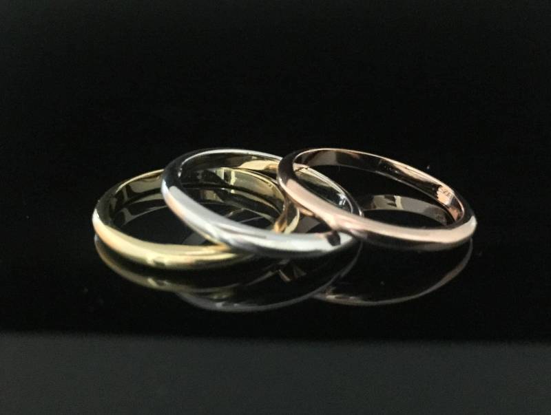 Set Von 3 Gold Silber Und Rosegold Stapelringen // 925 Sterling von HandandMindSilver