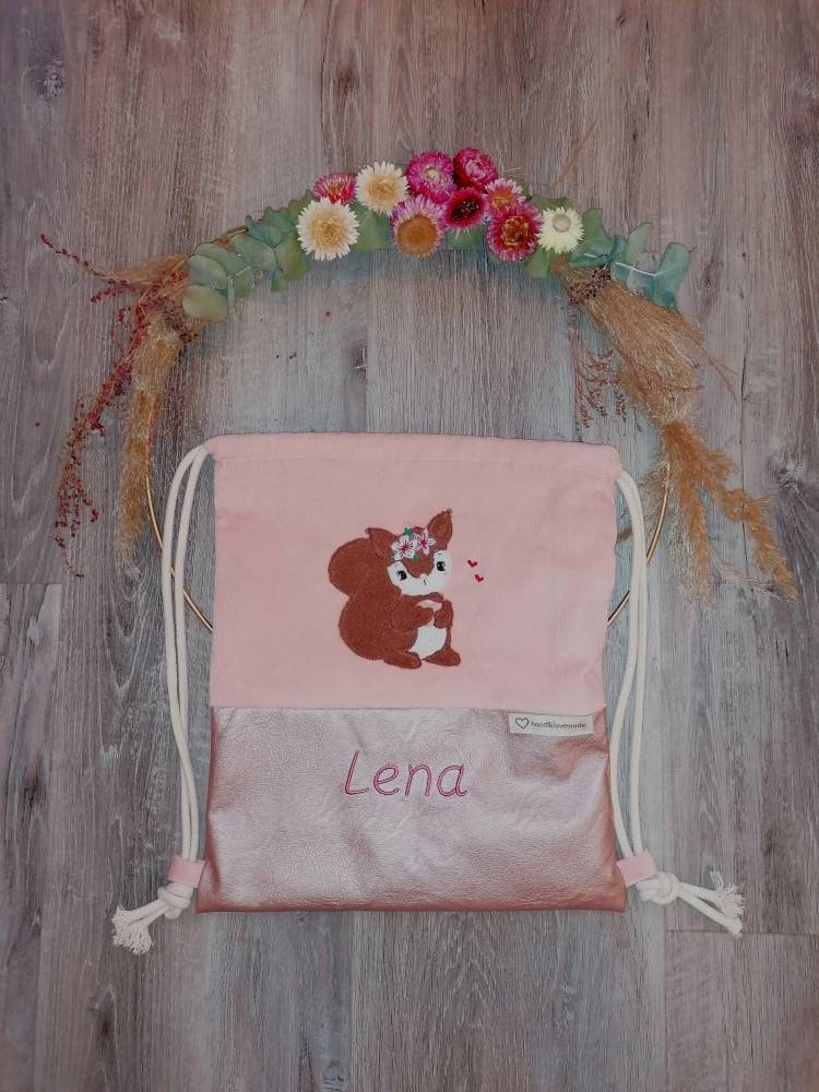 Kinderturnbeutel Eichhörnchen, Turnbeutel, Personalisiert von Handandlovemade