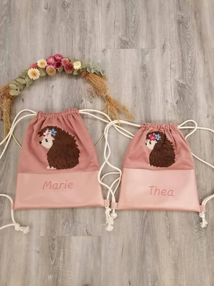 Kinderturnbeutel Igel, Turnbeutel, Personalisiert von Handandlovemade