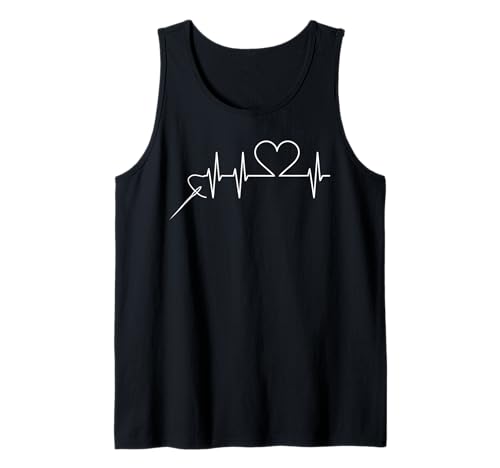 Nähen Heartbeat Outfit Herzschlag Schneiderei Nähnadel Tank Top von Handarbeit Sticken Schneiderin Nadel Nähmaschine
