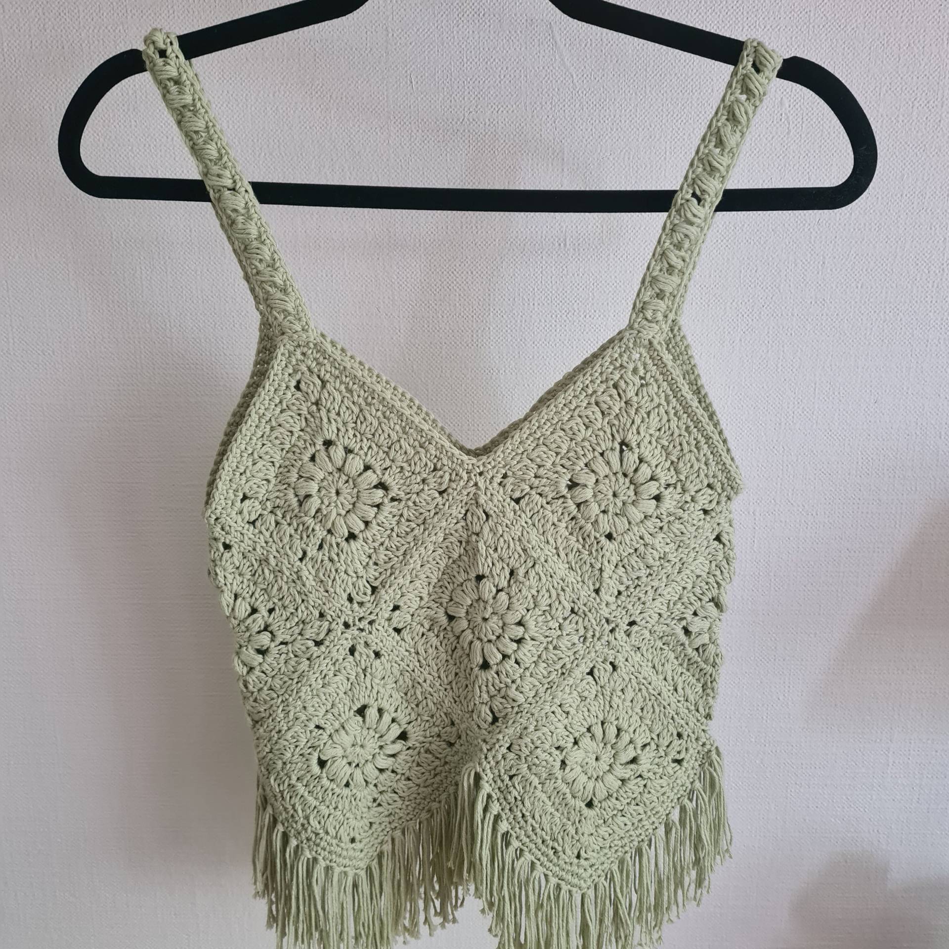 Top, Gehäkelt, Im Festival-style, Lindgrün, Baumwolle, Größe Xs Top, Gehäkelt, Im Festival-style, Lindgrün, Baumwolle, Größe Xs von HandarbeitenShop