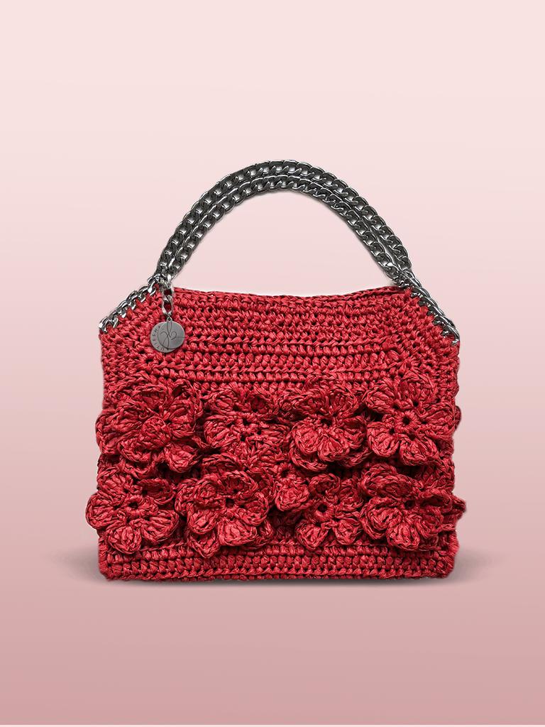 Mini Häkeltasche Aus Raffia Mit Blumen Rote Handtasche Kettenhenkel Feminine Boho Tasche Sommer Geschenk Für Sie Mini Häkeltasche Aus Raffia Mit Blumen Rote Handtasche Kettenhenkel Feminine Boho Tasche Sommer Geschenk Für Sie von Handbagbeauties