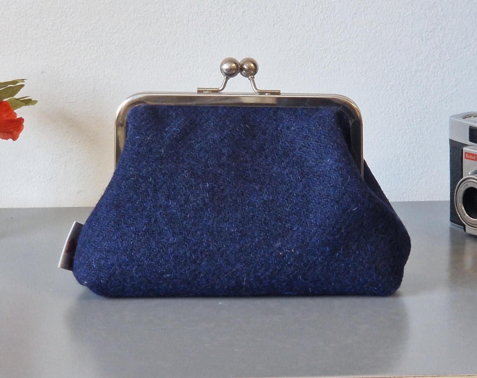 Marine Harris Tweed Clutch Kiss Lock Abendtasche Mit Union Flagge Futter Marine Harris Tweed Clutch Kiss Lock Abendtasche Mit Union Flagge Futter von HandbagsandHome
