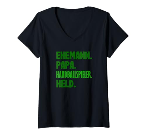 Damen Ehemann Papa Handballspieler Held T-Shirt mit V-Ausschnitt Damen Ehemann Papa Handballspieler Held T-Shirt mit V-Ausschnitt von Handball Spruch Lustige Handballer Geschenke