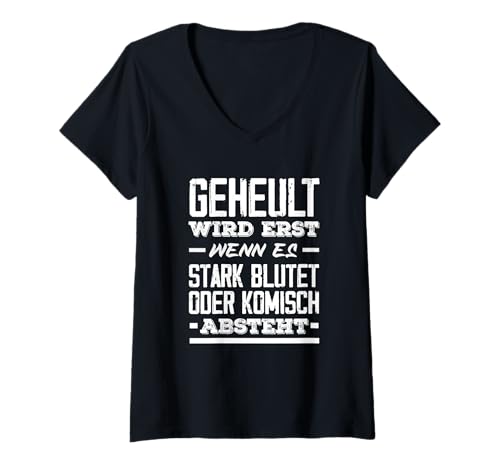 Damen Geheult Wird Erst Wenn Es Blutet Oder Absteht Handball T-Shirt mit V-Ausschnitt Damen Geheult Wird Erst Wenn Es Blutet Oder Absteht Handball T-Shirt mit V-Ausschnitt von Handball Spruch Lustige Handballer Geschenke
