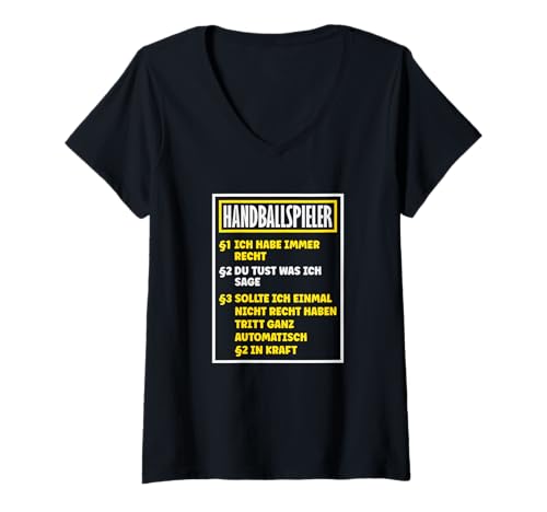 Damen Handballspieler Lustiger Handball Spruch T-Shirt mit V-Ausschnitt Damen Handballspieler Lustiger Handball Spruch T-Shirt mit V-Ausschnitt von Handball Spruch Lustige Handballer Geschenke