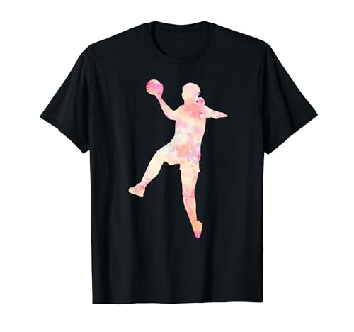 Handball Handballerin Aquarell Print Sport Damen Mädchen T-Shirt von Handball Zubehör Bekleidung Für Frauen Und Mädchen
