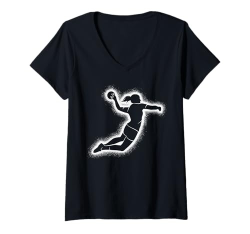 Damen Handball Mädchen Handballspieler Damen Kinder Handballerin T-Shirt mit V-Ausschnitt Damen Handball Mädchen Handballspieler Damen Kinder Handballerin T-Shirt mit V-Ausschnitt von Handballspieler Handball Spieler Verein Handballer