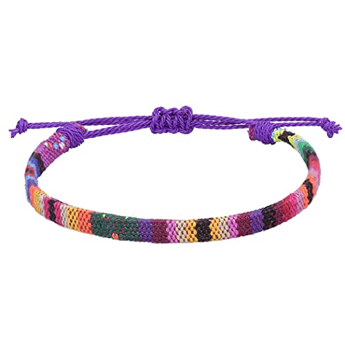 Handcess Boho Fußkettchen Bunte Damen Fussketten Verstellbares Geflochtener Fußkettchen Surfer Fußschmuck für Frauen und Mädchen (Lila) von Handcess