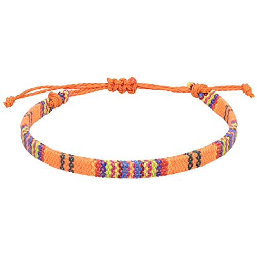 Handcess Boho Fußkettchen Bunte Damen Fussketten Verstellbares Geflochtener Fußkettchen Surfer Fußschmuck für Frauen und Mädchen (Orange) von Handcess