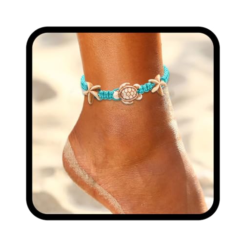 Handcess Boho Fußkettchen Damen Fussketten Schildkröte Fußkettchen Geflochtener Fußschmuck für Frauen und Mädchen Handcess Boho Fußkettchen Damen Fussketten Schildkröte Fußkettchen Geflochtener Fußschmuck für Frauen und Mädchen von Handcess
