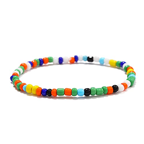 Handcess Boho Fußkettchen Damen Perlen Fussketten Bunte Elastische Fußkette Perlen Fußschmuck für Frauen und Mädchen (BuntA) von Handcess