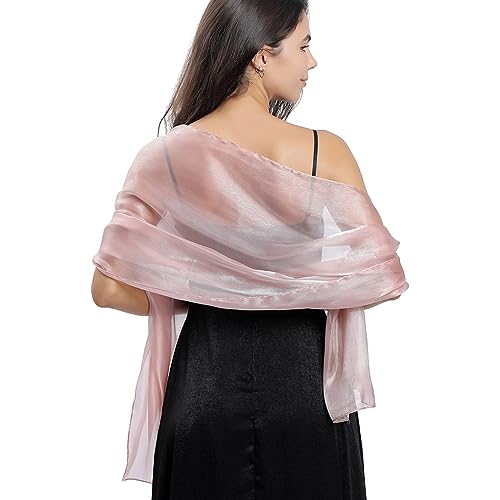 Handcess Damen Satin Tücher und Wraps Hochzeit Pashmina Schals Wickel Stola Schal für Bräute Brautjungfern Hochzeiten Abend Party Kleider (Rosa) von Handcess