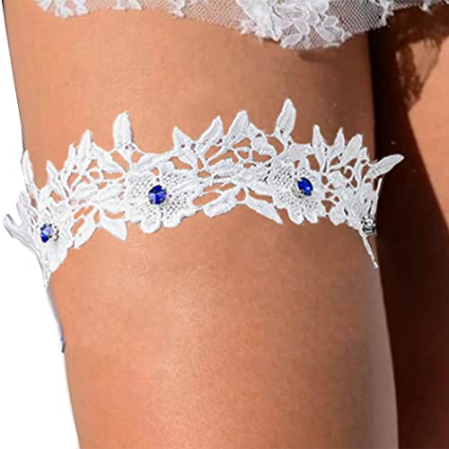 Handcess Hochzeit Strumpfbänder Blume Spitze Bein Strumpfband Braut Strass Strumpfband Stretch Brautparty Kristall Bein Strumpfband für Frauen und Mädchen von Handcess